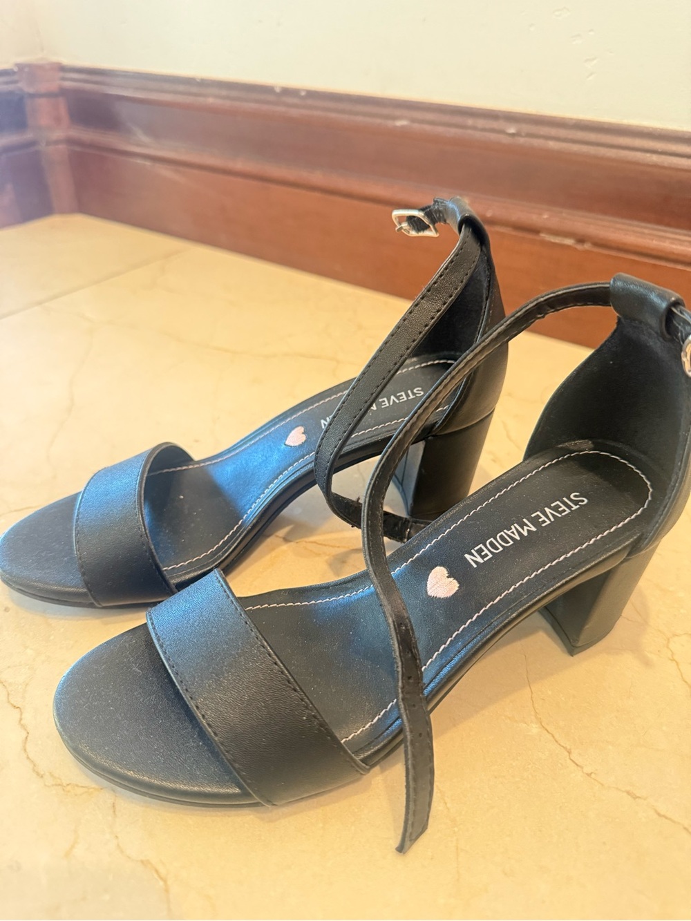 Steve Madden Black Strappy Block Heel Sandals